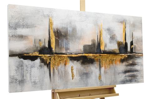 Acrylgem Lde Grau Gold Abstrakt Kaufen Kunstloft