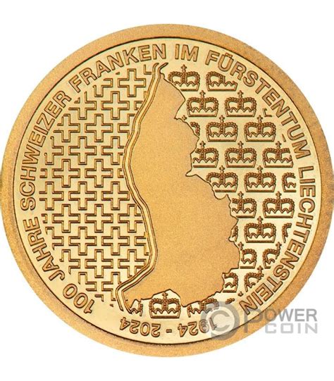 RHINE VALLEY 100 Years Swiss Franc Gold Coin 10 Francs Liechtenstein 2024