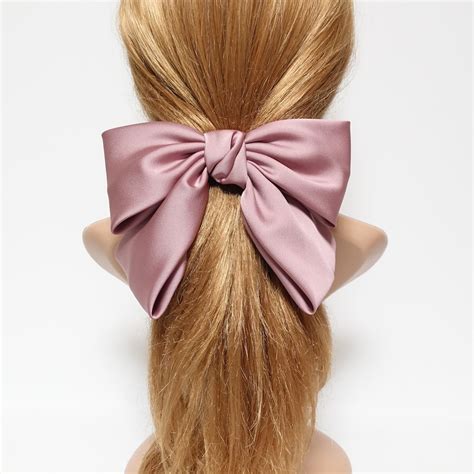 Silk Satin Big K Bow Barrette Glossy Satin Women Hair Accessory For Women Etsy