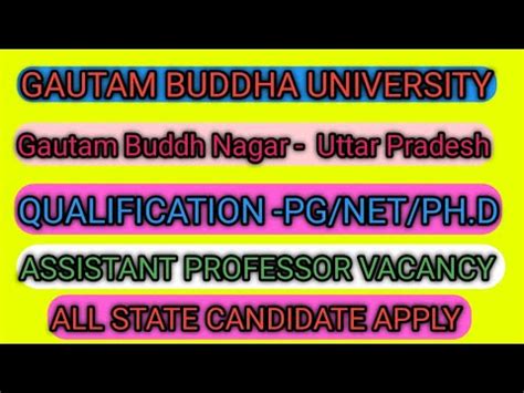 Gautam Buddha University Vacancy Assistant Professor Vacancy