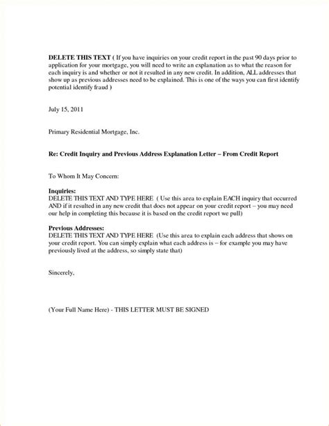 Letter Of Explanation For Credit Inquiries Template Examples Free