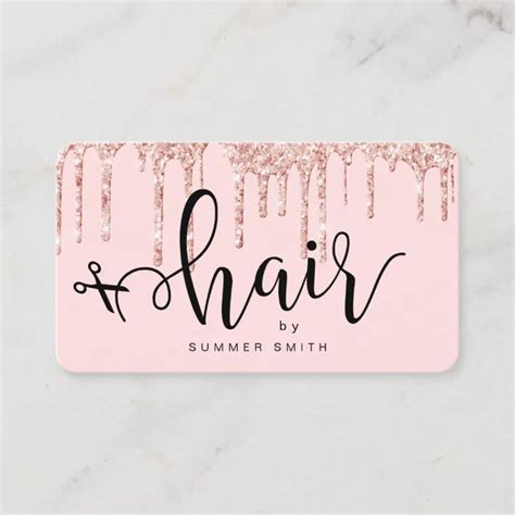 Modern Copper Rose Gold Glitter Drips Hairstylist Business Card Zazzle