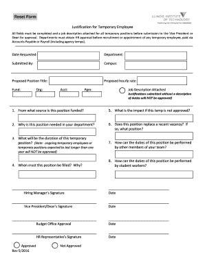 Fillable Online Justification For Position Fax Email Print Pdffiller