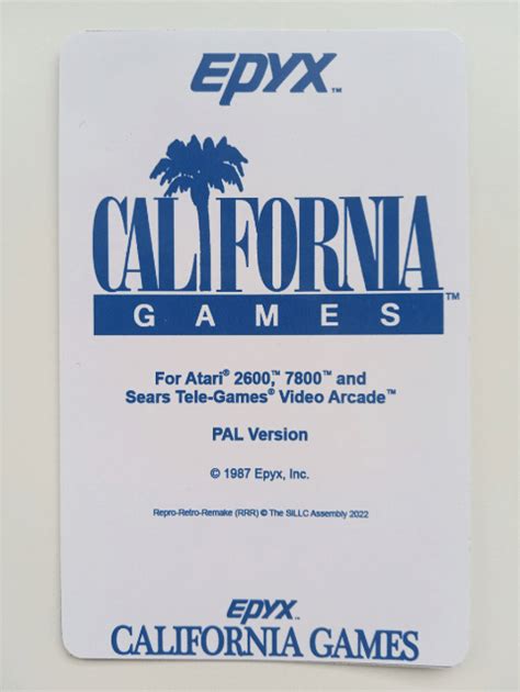 Buy Ersatz Cartridge Label F R Atari Spiel California Games Epyx