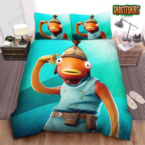 Fortnite Fishstick Skin Portrait Bed Sheets Spread Duvet Cover Bedding Set