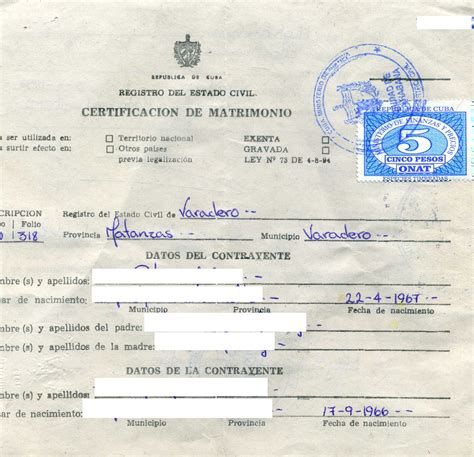 Cuban Marriage Certificate - CubaCityHall.com