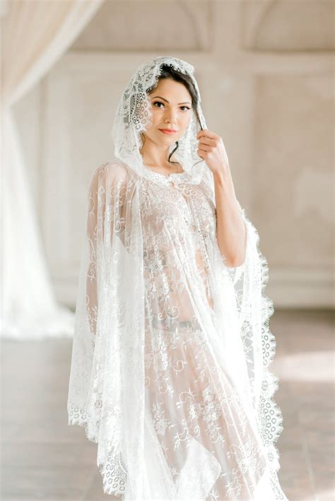 Lace Bridal Cape With Hood For Wedding Day Boudoir Photo Etsy