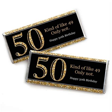 Big Dot Of Happiness Adult 50th Birthday Gold Candy Bar Wrappers