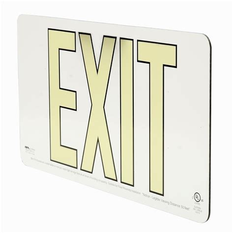 50' Ultra-Thin Photoluminescent Exit Sign with White Background