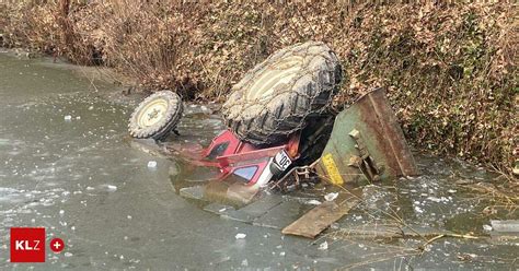 Taucher im Einsatz Traktor machte sich selbstständig und stürzte in