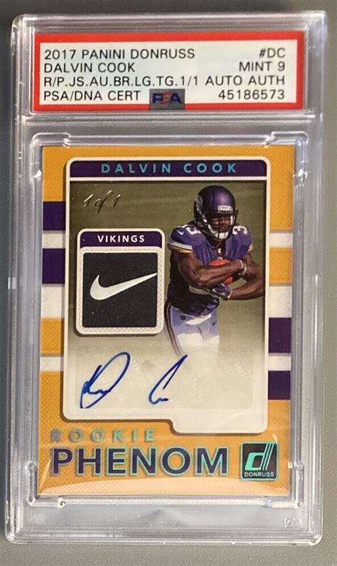 2017 Panini Donruss Dalvin Cook True 1 1 RC Auto Patch PSA 9 EBay