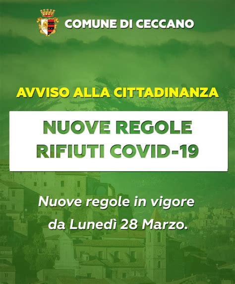 Comune Di Ceccano Raccolta Differenziata Covid Nuove Disposizioni