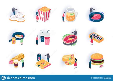 Foodstuffs Isometric Icons Set Stock Vector Illustration Of