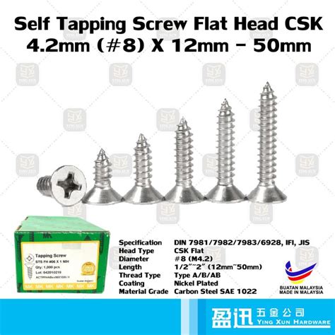 Self Tapping Screw Skru Kayu Plastik Csk Flat Head Mm X Mm