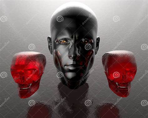 3d Men Head With Two Glass Skulls Stock Illustration Illustration Of Perception Mind 9486600