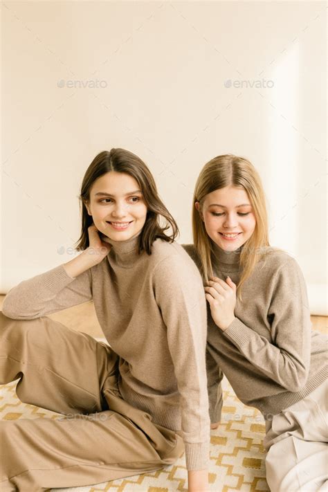 Portrait Of A Couple Two Cute Girls With Nude Make Up Stock Photo By Slavamishura
