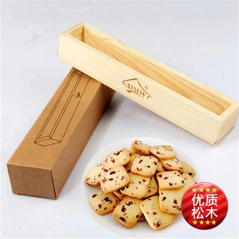 2 Pcs Pine Wood Plastic Biscuit Mold Rectangular Boxes Of Cookies