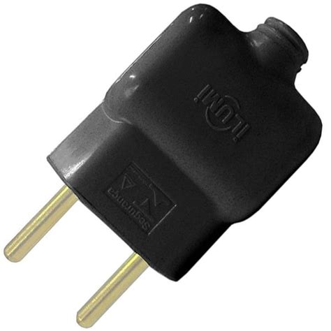 Plug Ac Macho 2p 2 Pinos Preto 10a Audio E Vídeo Adaptadores