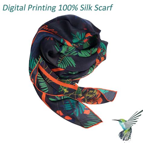 Custom Dark Design Digital Printing Silk Scarf China Custom Silk