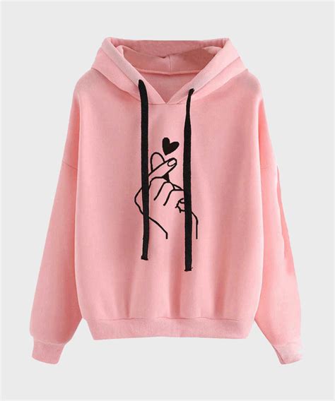 Womens Sweetshirt Pink Pullover Hoodie