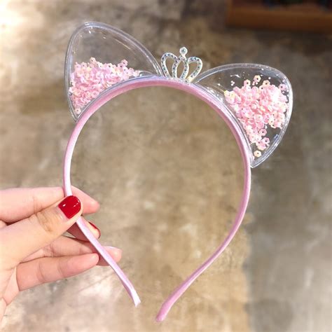 Girls Cute Colorful Sequin Cat Ears Headbands Chil Grandado