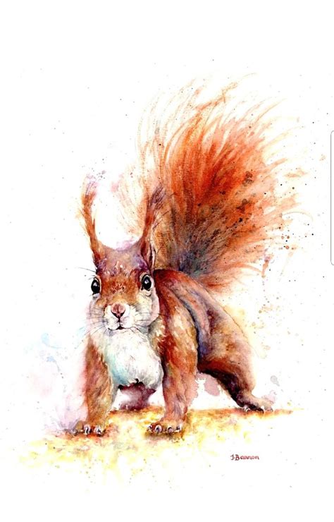 Watercolor Painting of a Playful Squirrel