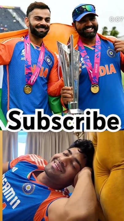 Rohit And Virat Lift T20 Wc Trophy Cricket T20worldcup2024