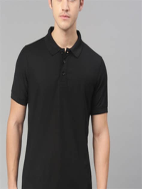 Buy American Crew Men Black Solid Polo Collar T Shirt Tshirts For Men