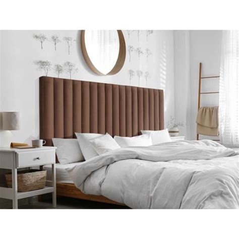 Tête De Lit Coutures Verticales Sarah 140 Cm Velours Marron Cdiscount Maison