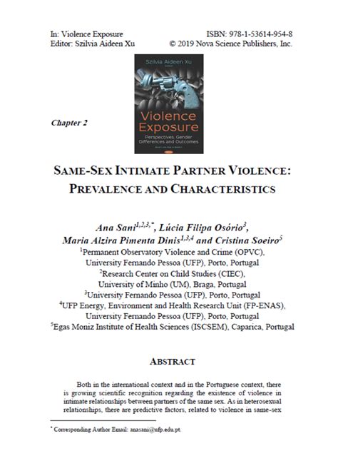 Pdf Same Sex Intimate Partner Violence Prevalence And Characteristics