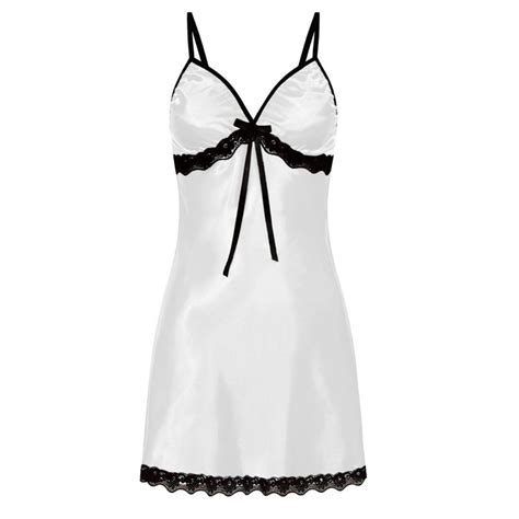 COUTEXYI US Sexy Lingerie Women Silk Lace Dresses Babydoll Nightdress Nightgown Sleepwear