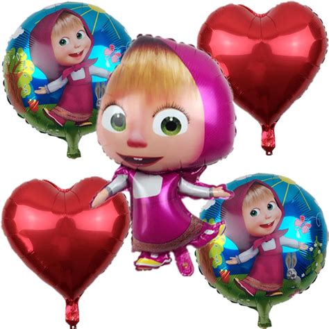 5 Pieces Masha Foil Balloon Martha And Bear Air Balloon For Baby