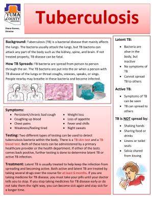 Fillable Online Symptoms: Latent TB: Active TB: TB is NOT spread by ...