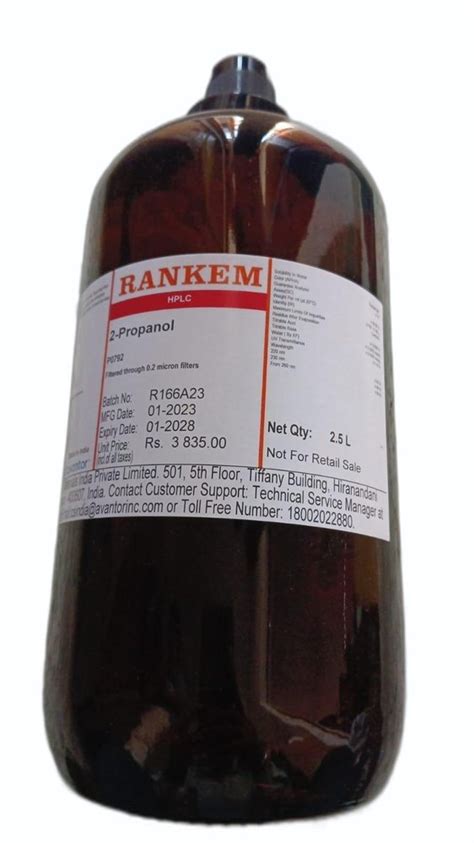 2 5L Rankem HPLC 2 Propanol IPA At Rs 850 Litre Isopropyl Alcohol IPA