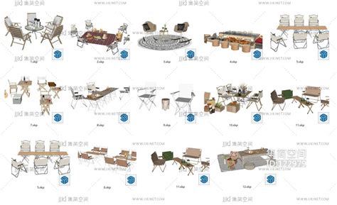 现代户外桌椅露营桌椅，户外桌椅折叠椅zipsu草图模型下载 【集简空间】「每日更新」