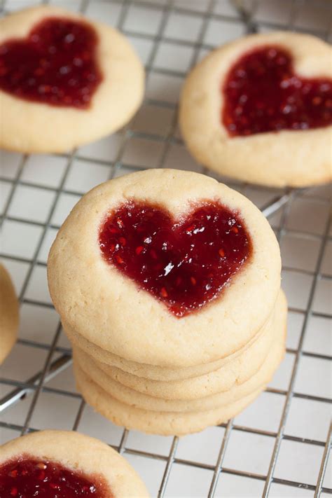 Heart Shaped Jam Thumbprint Cookies Wanna Come With Recipe