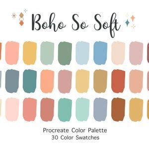 Soft Boho PROCREATE COLOR PALETTE Color Swatches IPad Lettering