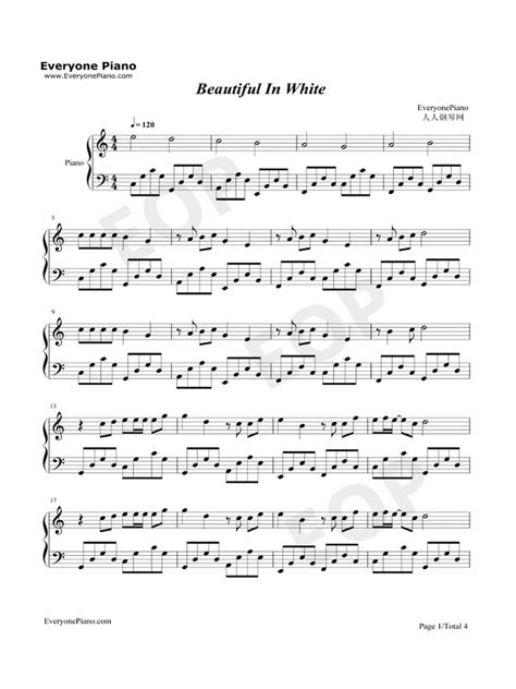 Beautiful in White - Piano | PDF