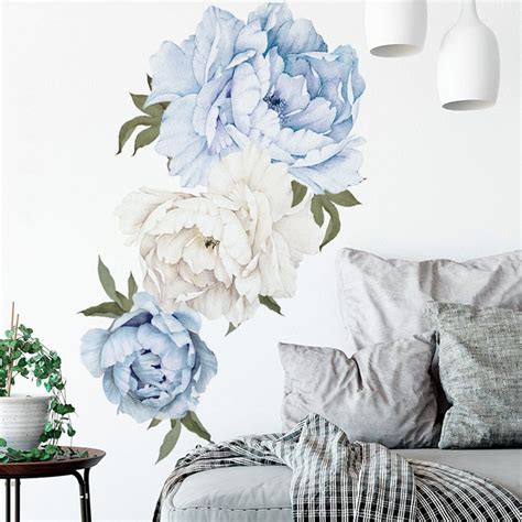 Large Peony Flower Art Wall Sticker Living Room Decals Home Diy ...