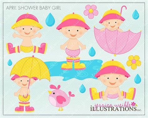 April Shower Beb Ni A Linda Digital Clipart Por Jwillustrations