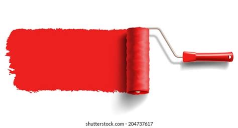 Roller Brush Red Paint Stock Vector (Royalty Free) 204737617 | Shutterstock