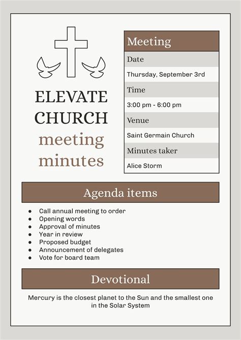 Printable Church Board Meeting Minutes | Google Slides & PPT