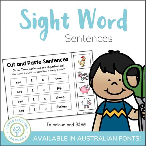 Sight Word Sentences Cut And Paste Activity Little Lifelong Learners