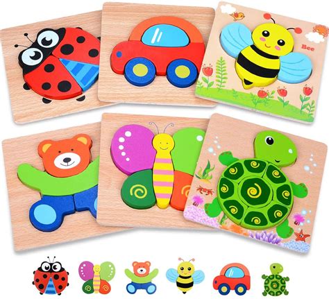 MAGIFIRE Wooden Animal Toddler Puzzles, 6-Pack