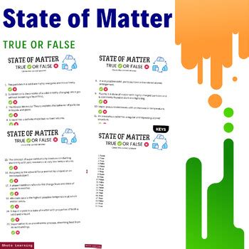 States Of Matter True Or False Worksheet Test Your Knowledge By Shoto