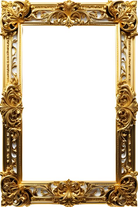 AI generated Gold Frame Border Luxury PNG Transparent Background ...