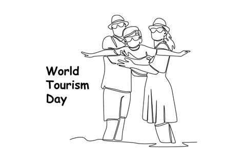 Single One Line Drawing World Tourism Day Concept Continuous Line Draw