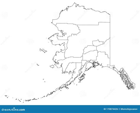 Boroughs Map of US State of Alaska Stock Vector - Illustration of state ...