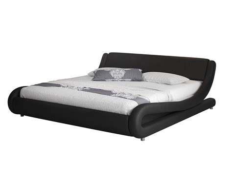 Lit Simple pour Matelas | Lit Adulte | Couleur Noir | Matériaux bois et simili cuir | Modèle ...