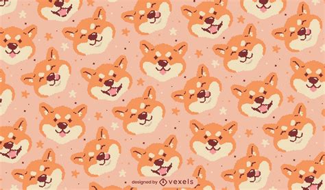 Shiba Inu Dog Pixel Art Pattern Design Vector Download